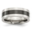 Black Ceramic Center Wedding Band in Stainless Steel, 8mm