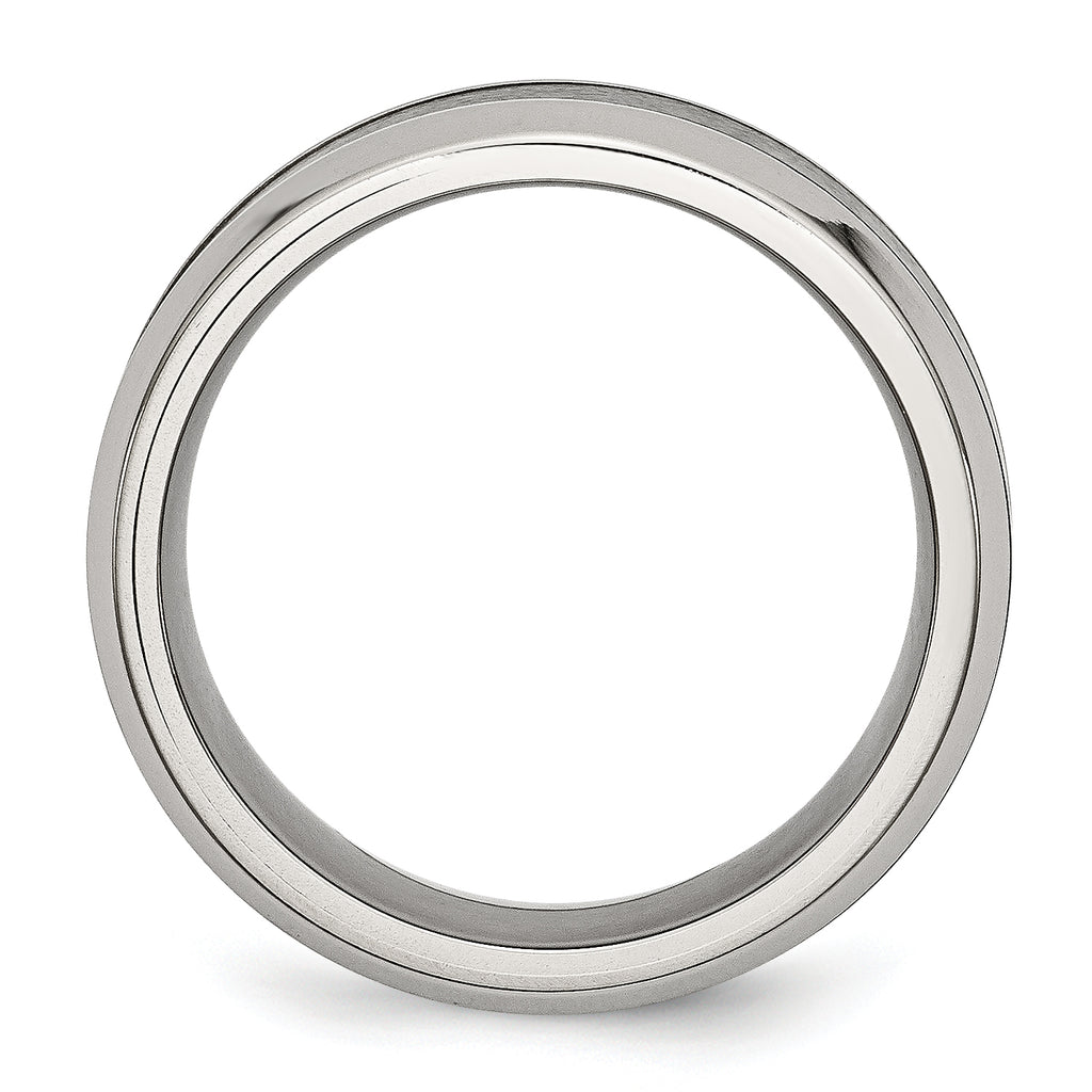 Beveled Wedding Band in Stainless Steel & Black Ceramic, 8mm