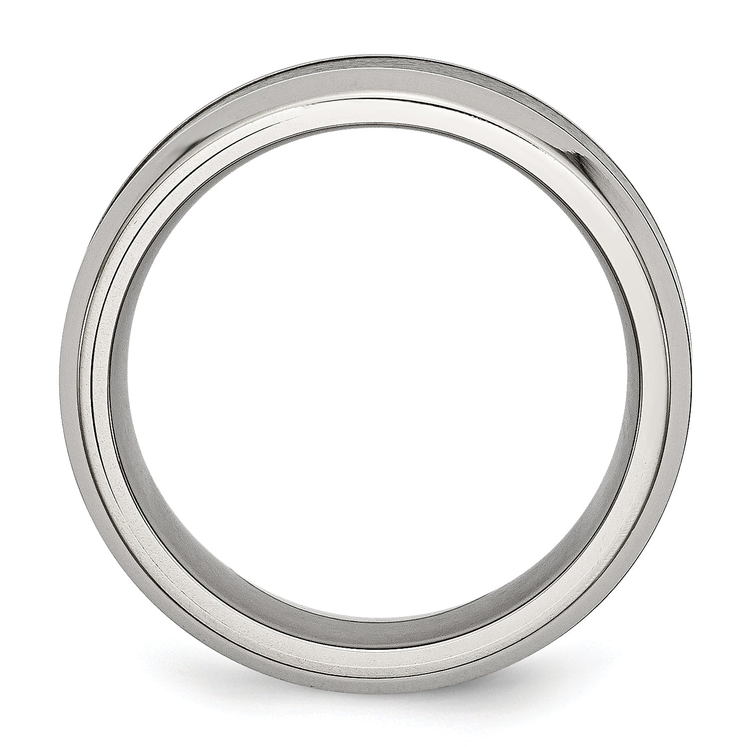 Beveled Wedding Band in Stainless Steel & Black Ceramic, 8mm