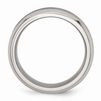 Stainless Steel and Black Ceramic Engravable Men's Band with Polished Beveled Design