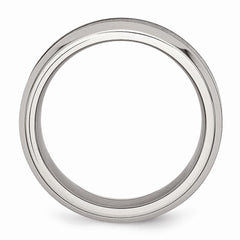 Stainless Steel and Black Ceramic Engravable Men's Band with Polished Beveled Design