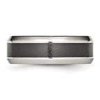 Beveled Wedding Band in Stainless Steel & Black Ceramic, 8mm