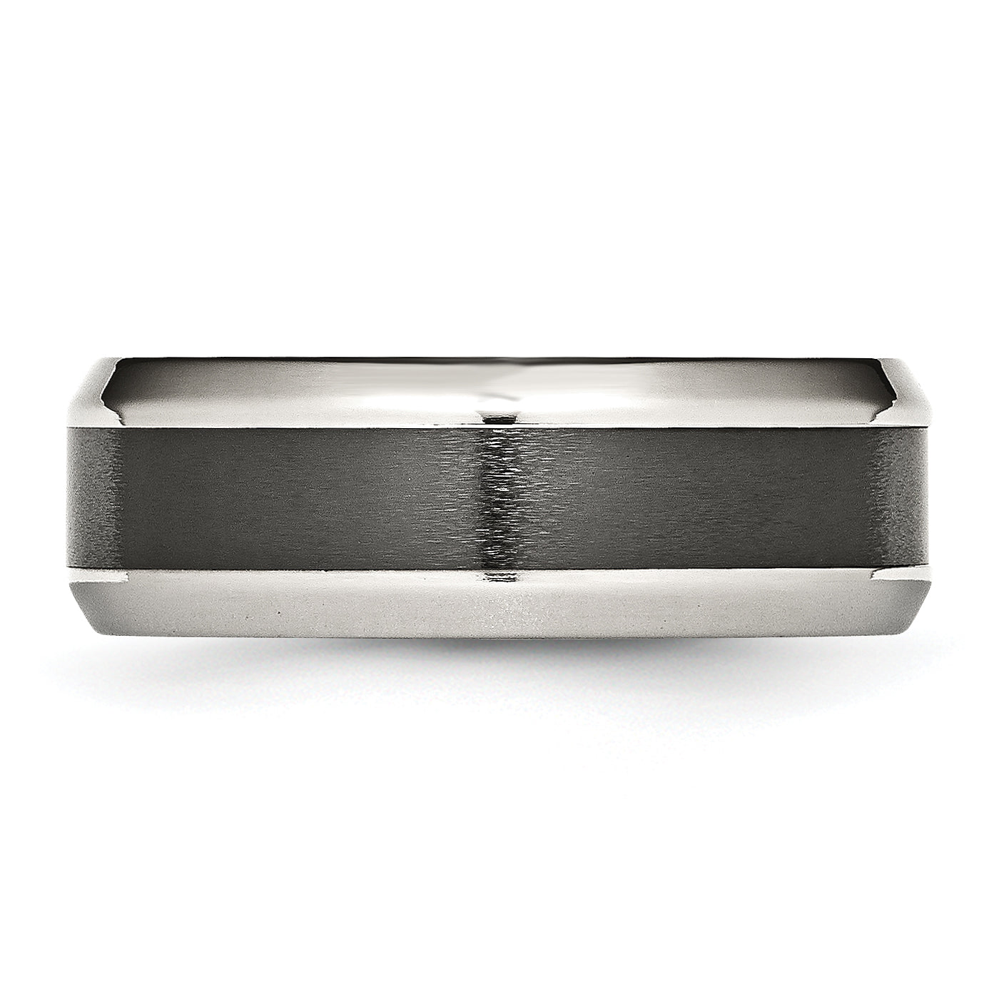 Beveled Wedding Band in Stainless Steel & Black Ceramic, 8mm