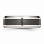 Stainless Steel and Black Ceramic Engravable Men's Band with Polished Beveled Design
