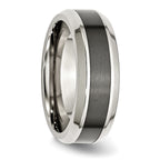Beveled Wedding Band in Stainless Steel & Black Ceramic, 8mm