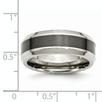 Beveled Wedding Band in Stainless Steel & Black Ceramic, 8mm