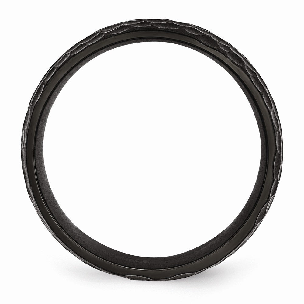 Stainless Steel Black Engravable 8mm Hammered Band for Sophisticated Style Secondary image