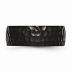 Stainless Steel Black Engravable 8mm Hammered Band for Sophisticated Style