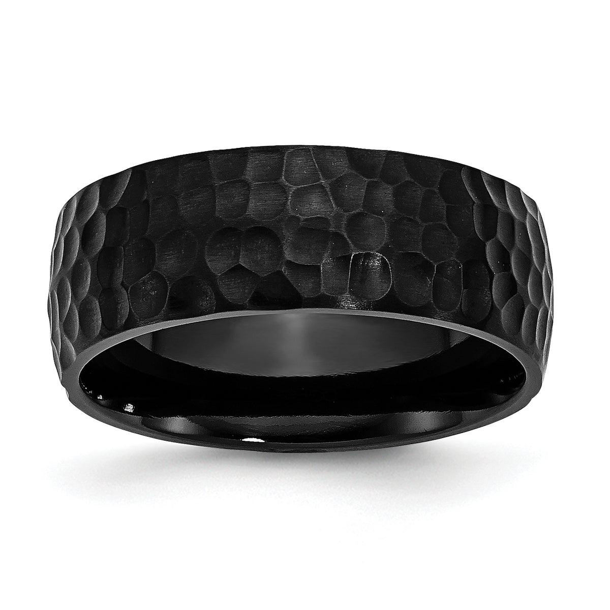 Stainless Steel Hammered Black IP-plated 8mm Band