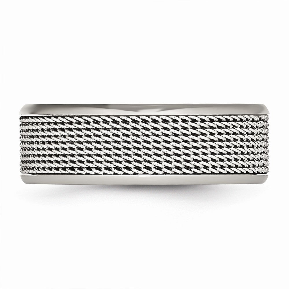 Stainless Steel Mesh Ring with Polished Finish, 8mm Band, Engravable, Unisex