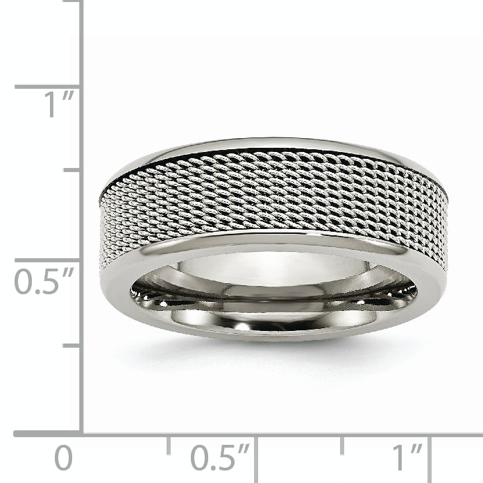 Stainless Steel Base with Steel Mesh Center 8mm Band