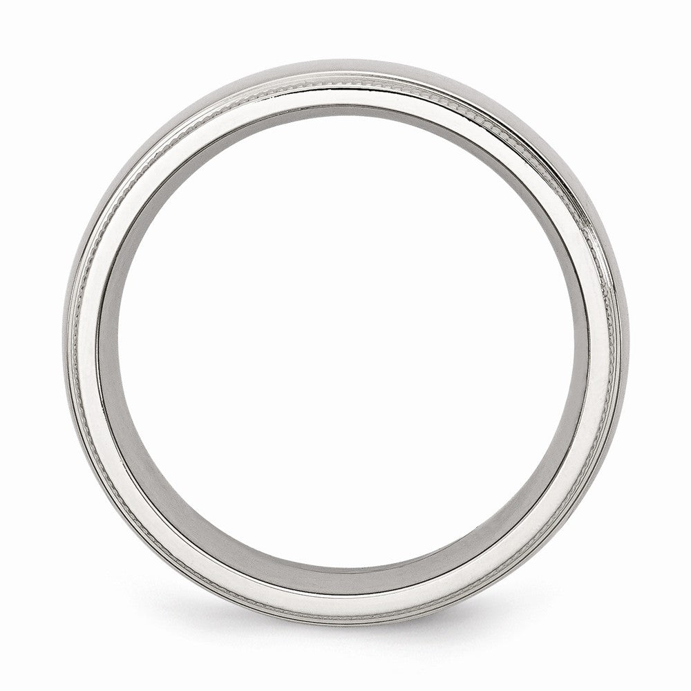 Sophia Jewelers Stainless Steel 8mm Beaded Grooved Engravable Wedding Band Secondary image
