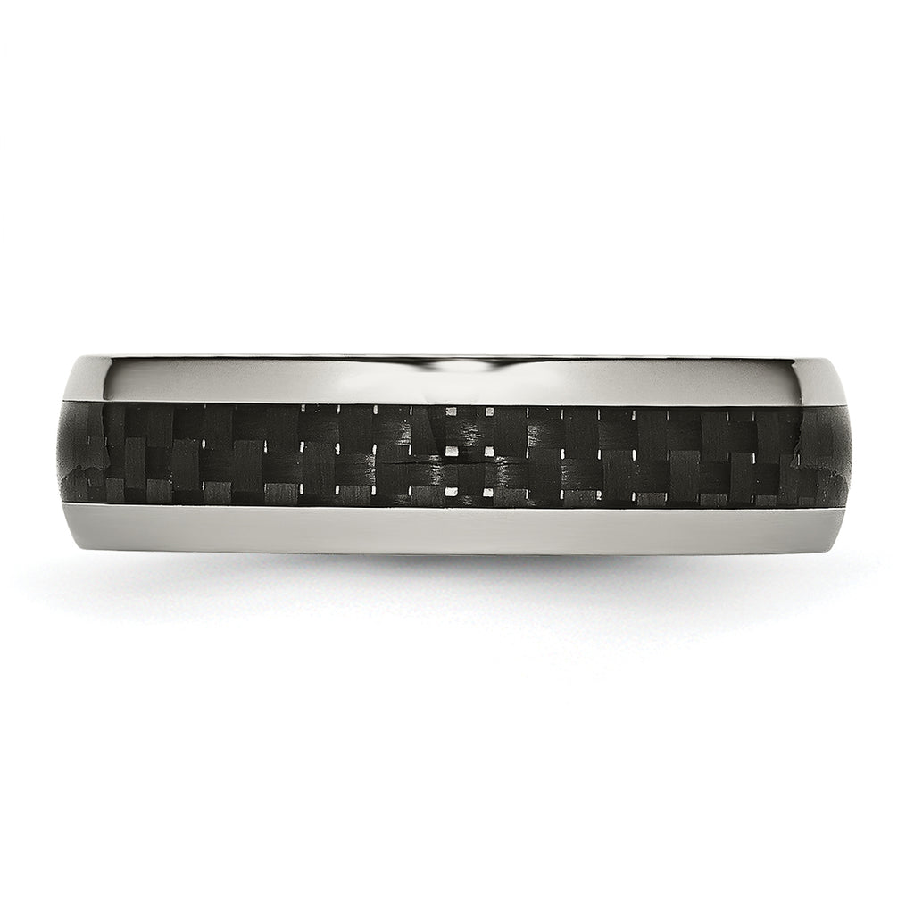 Carbon Fiber Inlay Band in Stainless Steel, 6mm