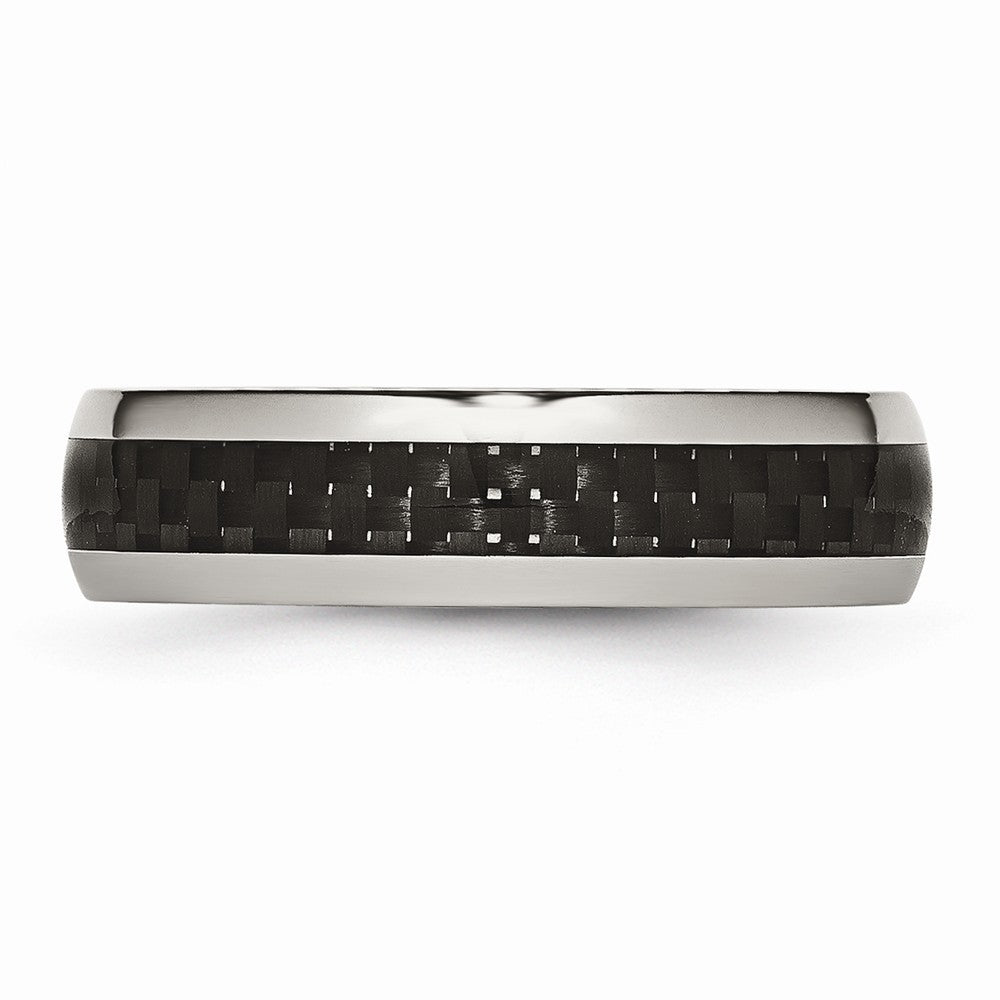 Carbon Fiber Inlay Wedding Band in Stainless Steel, 6mm