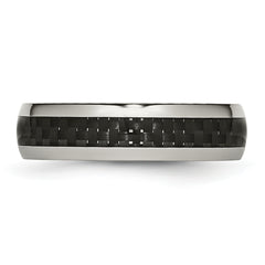 Stainless Steel Polished with Black Carbon Fiber Inlay 6mm Band