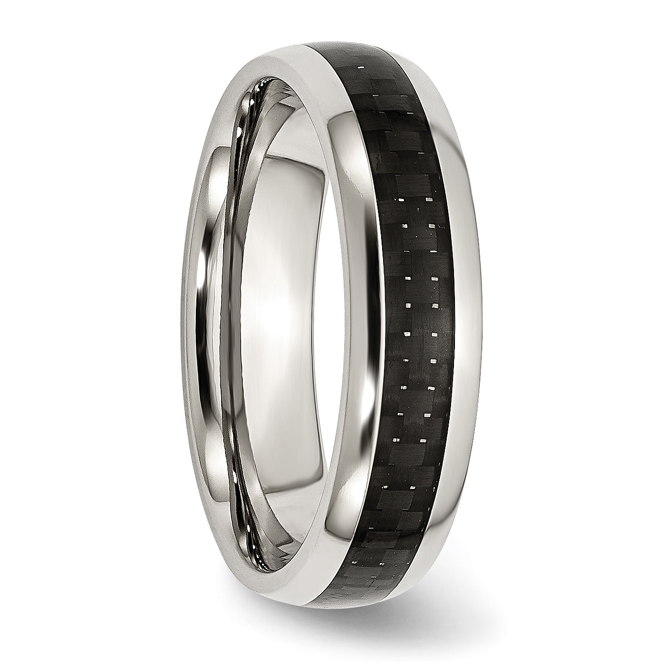 Carbon Fiber Inlay Band in Stainless Steel, 6mm