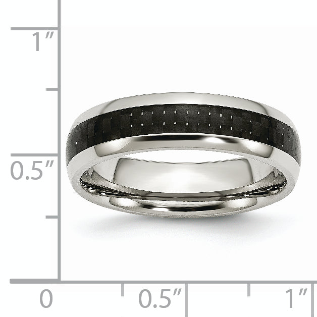 Carbon Fiber Inlay Band in Stainless Steel, 6mm