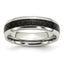 Stainless Steel Polished with Black Carbon Fiber Inlay 6mm Band