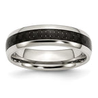 Carbon Fiber Inlay Wedding Band in Stainless Steel, 6mm