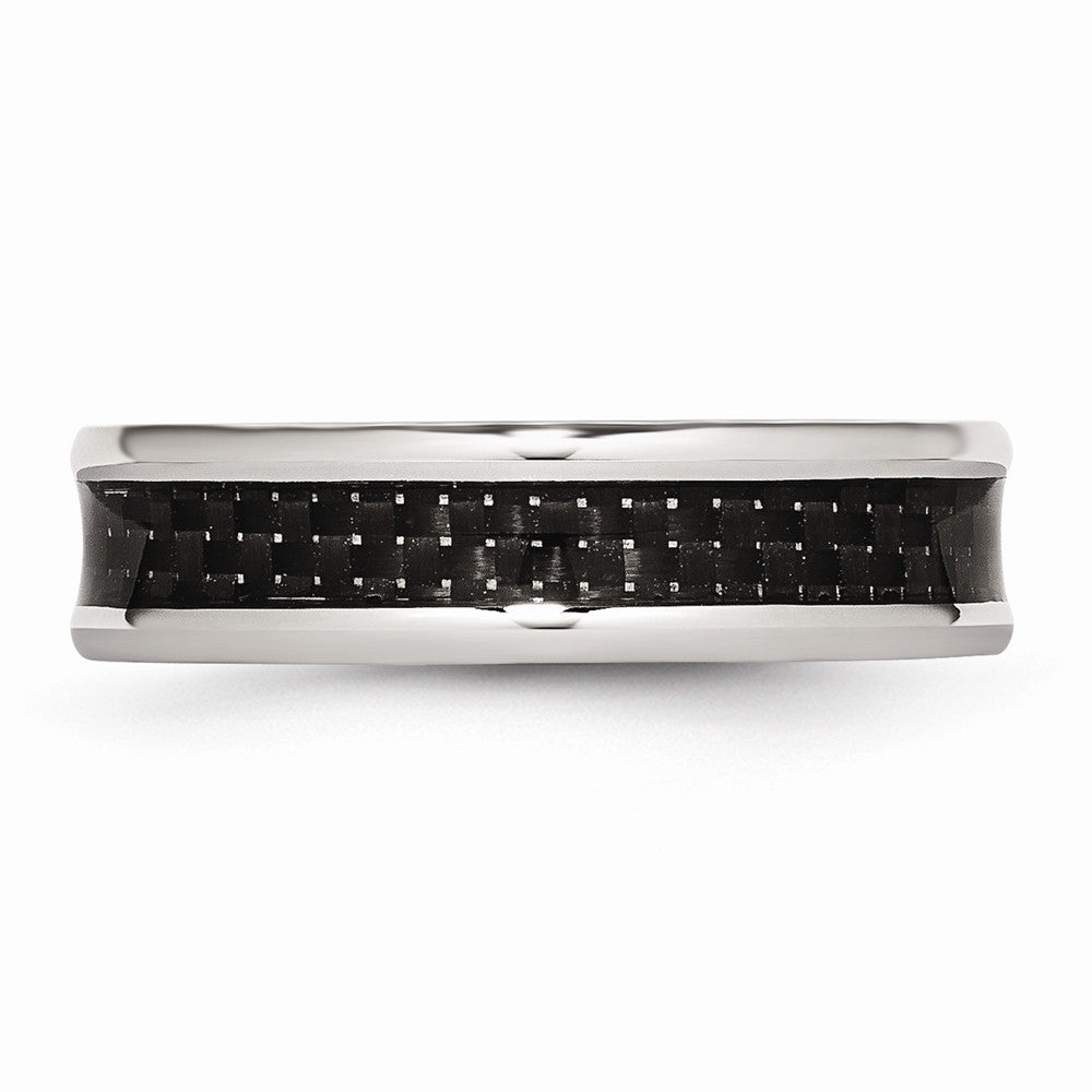Sophia Jewelers 6mm Stainless Steel Ring with Black Carbon Fiber Inlay, Engravable Elegance - 7 - 7