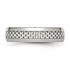 Stainless Steel Polished with Grey Carbon Fiber Inlay 6mm Band