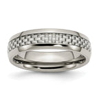 Carbon Fiber Inlay Wedding Band in Stainless Steel, 6mm