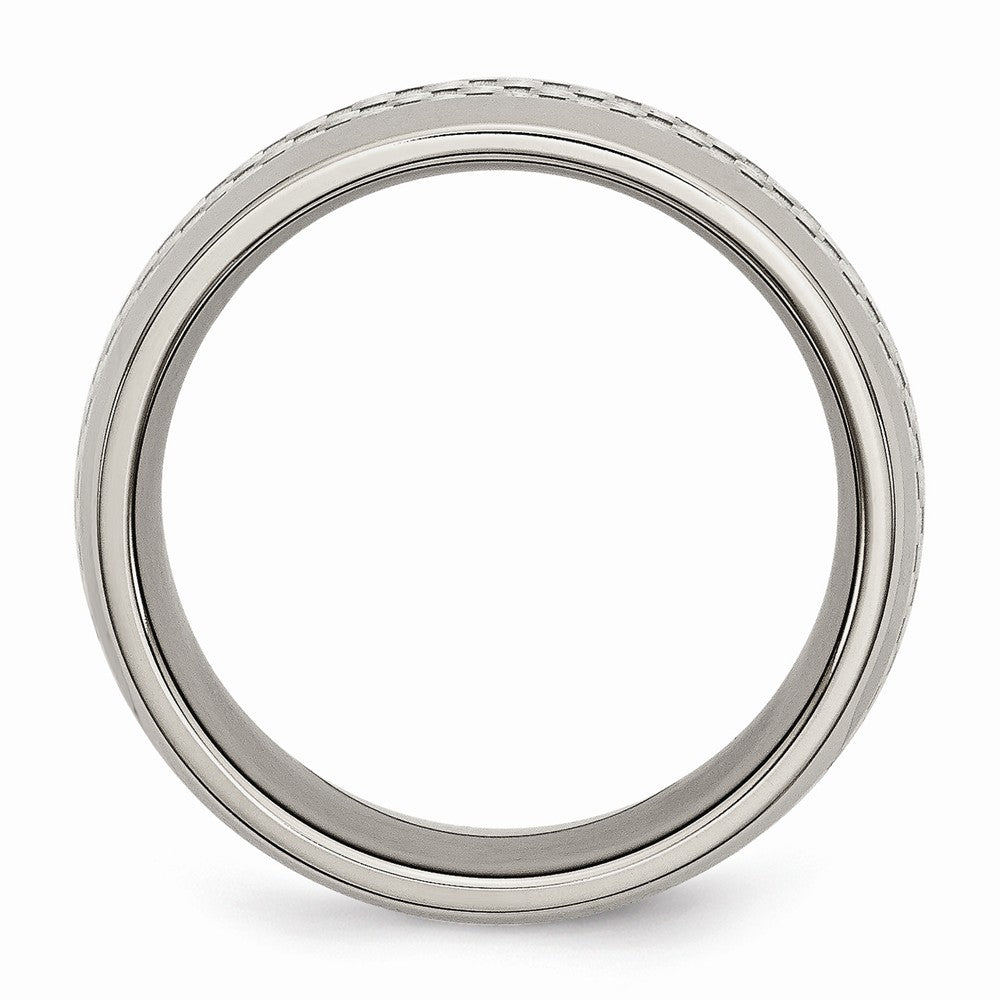 Stainless Steel Wedding Band with Grey Carbon Fiber Inlay, Engravable & Polished - 6 - 6