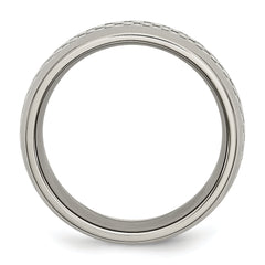 Stainless Steel Polished with Grey Carbon Fiber Inlay 8mm Band