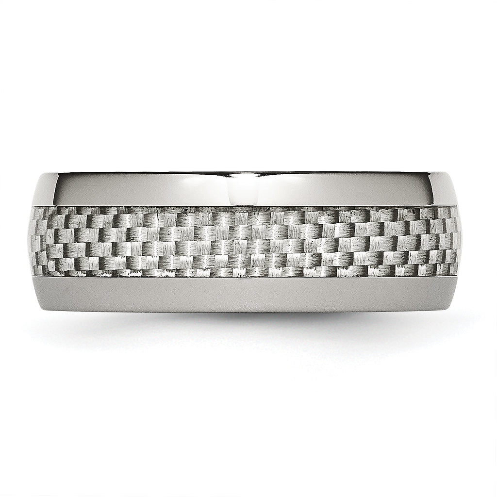 Carbon Fiber Inlay Wedding Band in Stainless Steel, 8mm