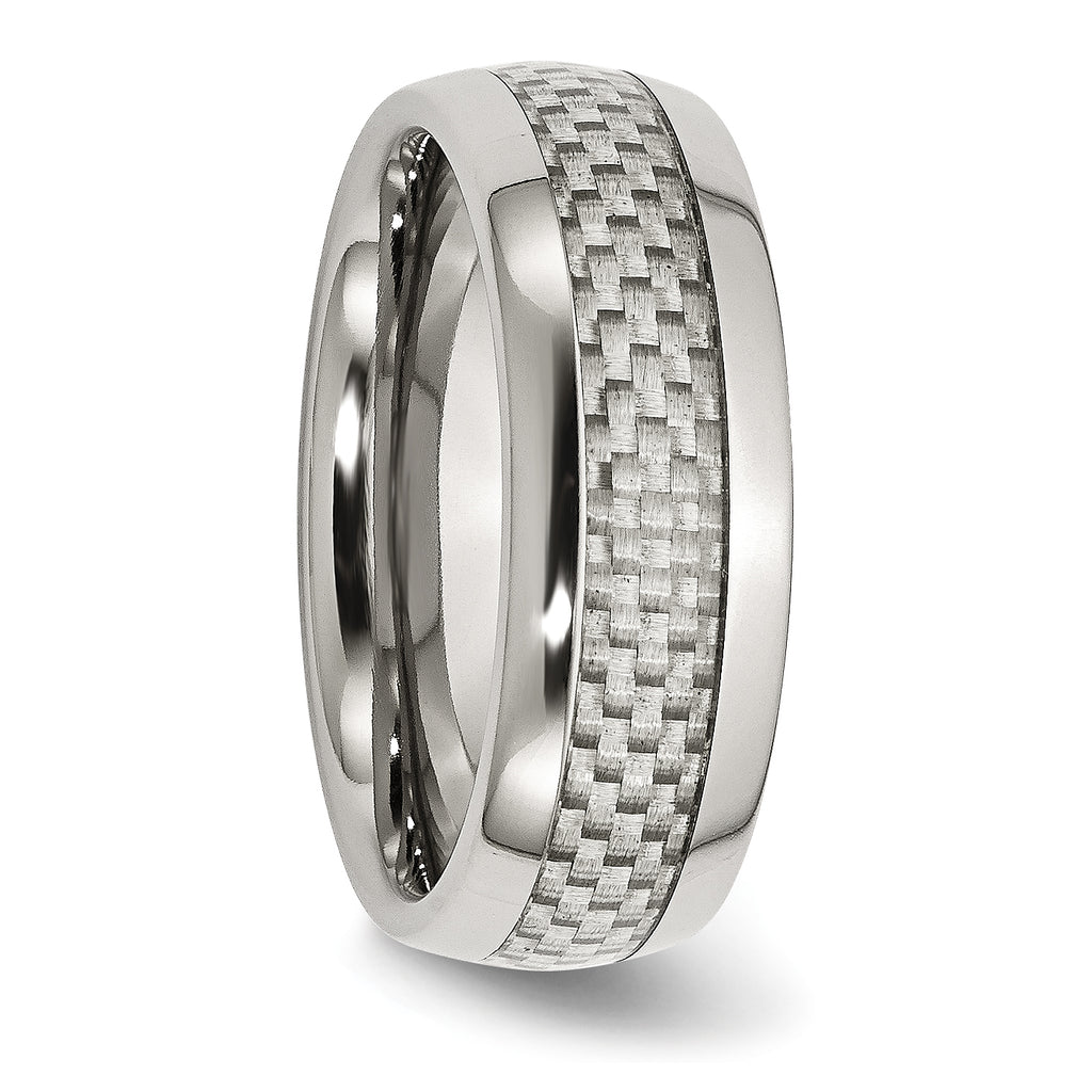 Carbon Fiber Inlay Wedding Band in Stainless Steel, 8mm