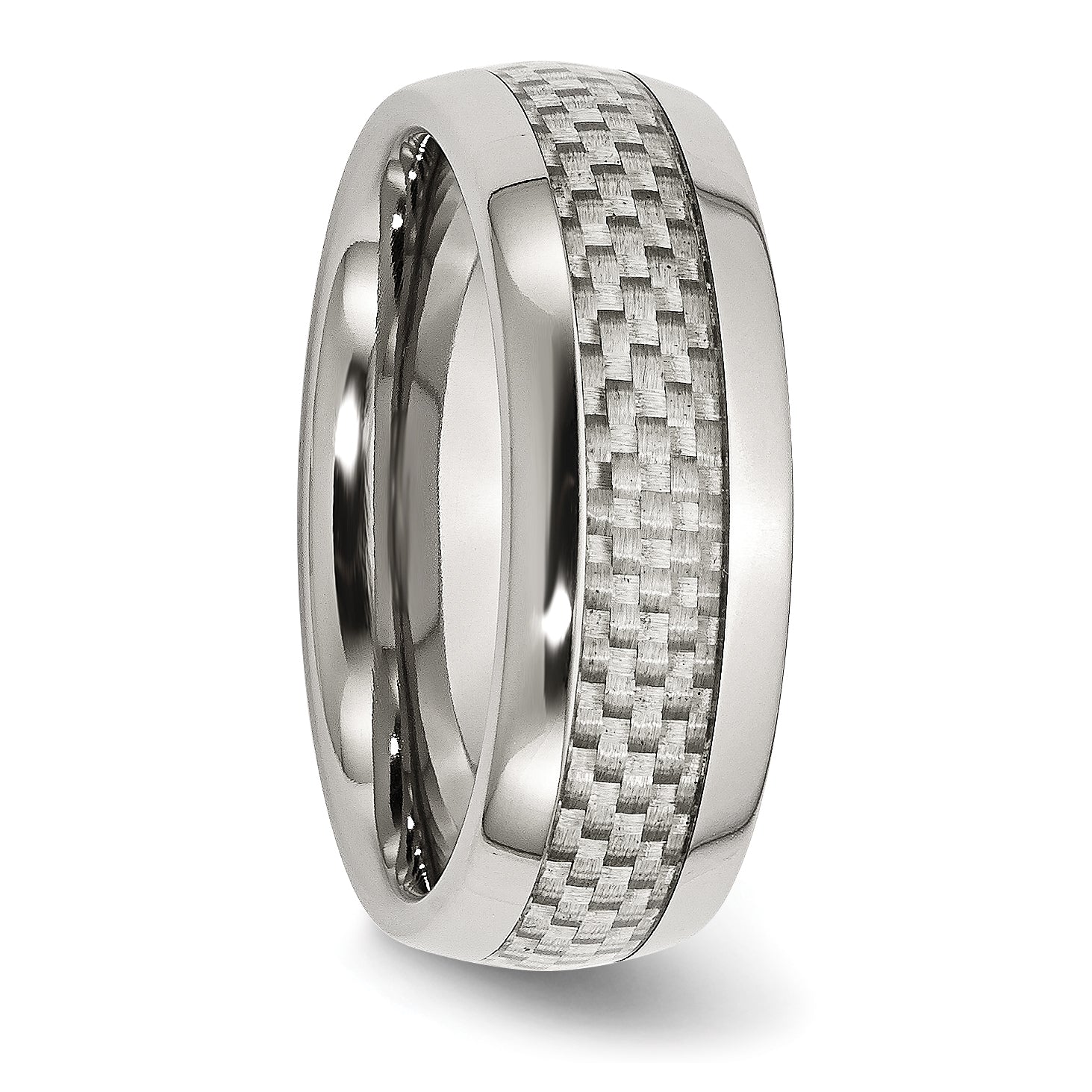 Carbon Fiber Inlay Wedding Band in Stainless Steel, 8mm