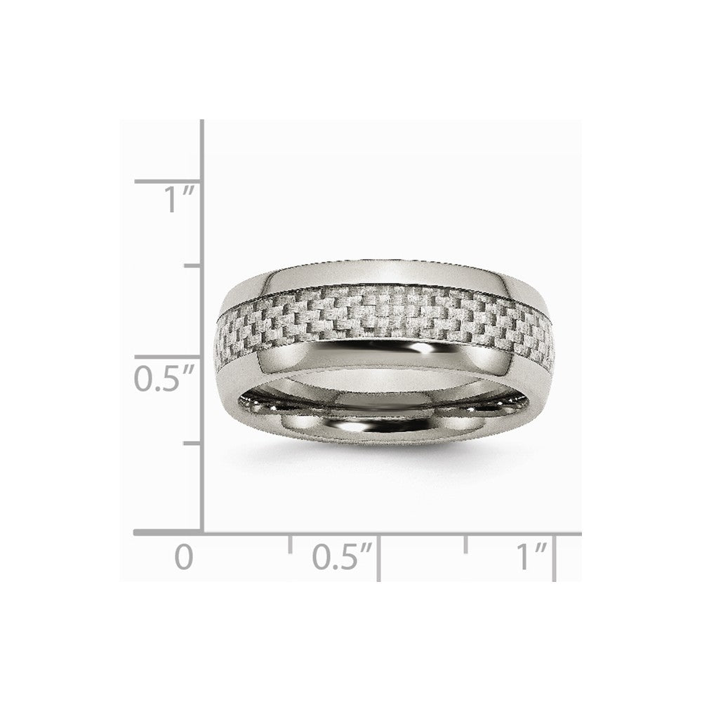 Stainless Steel Polished w/ Grey Carbon Fiber Inlay 8mm Band