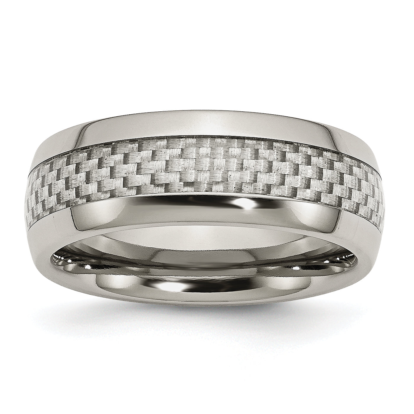 Stainless Steel Polished with Grey Carbon Fiber Inlay 8mm Band Main image