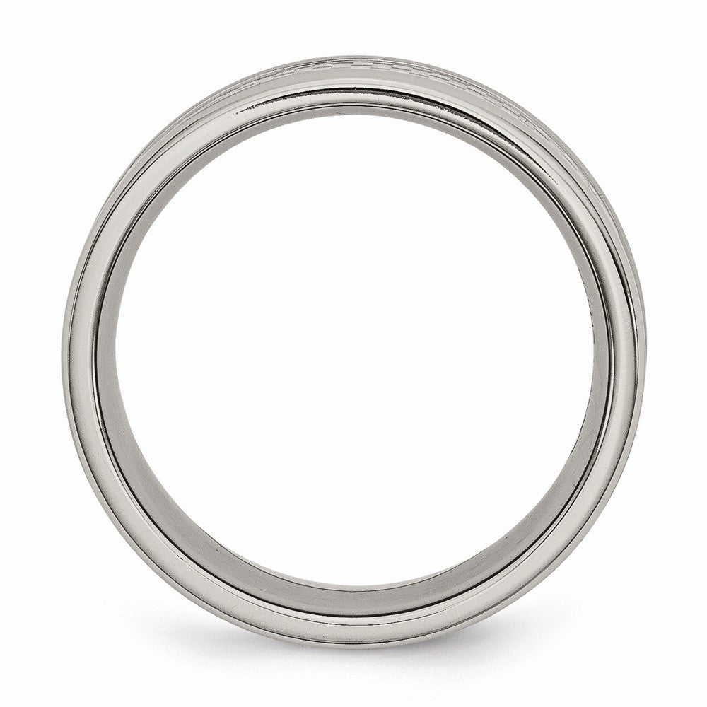 Sophia Jewelers Stainless Steel Band with Grey Carbon Fiber Inlay, 8mm Polished Modern Ring