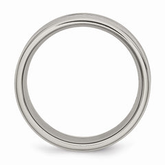 Sophia Jewelers Stainless Steel Band with Grey Carbon Fiber Inlay, 8mm Polished Modern Ring - 7 - 7