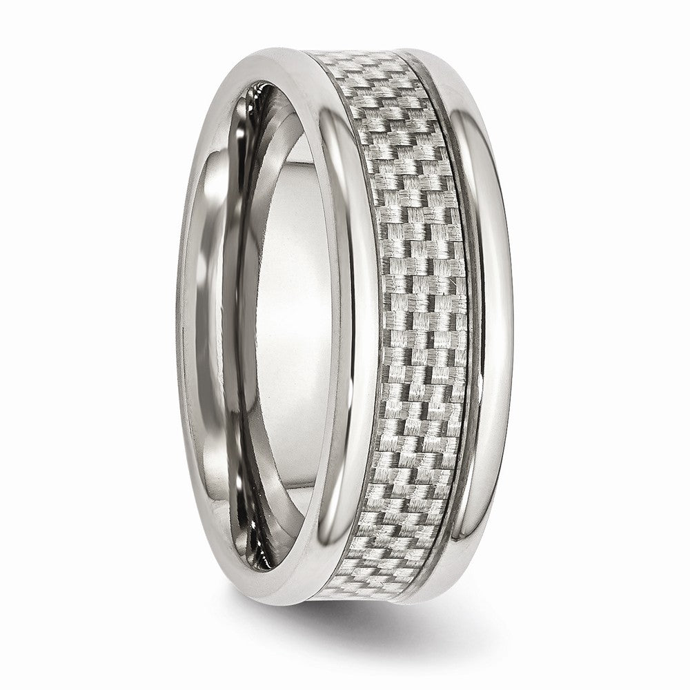 Sophia Jewelers Stainless Steel Band with Grey Carbon Fiber Inlay, 8mm Polished Modern Ring - 7 - 7
