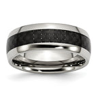 Carbon Fiber Inlay Wedding Band in Stainless Steel, 8mm