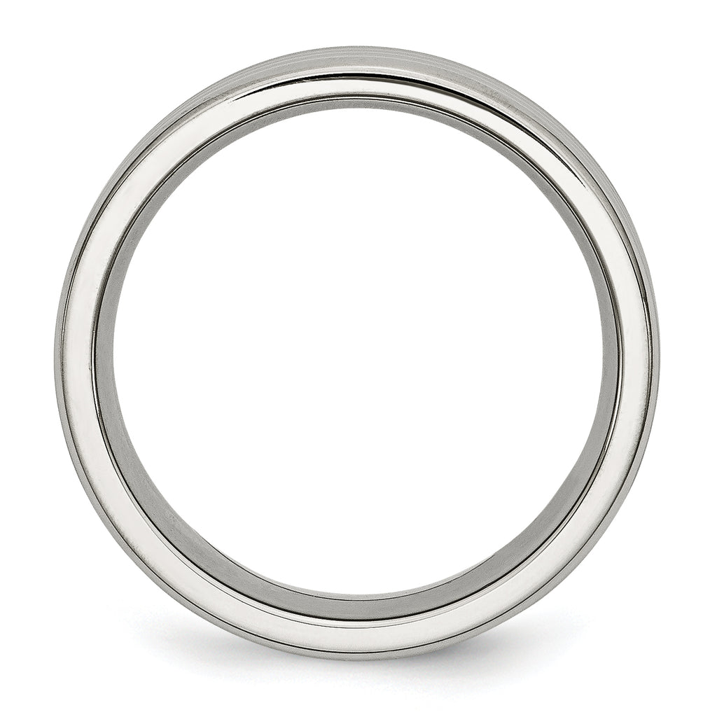 Grooved Comfort-Fit Wedding Band in Stainless Steel, 8mm