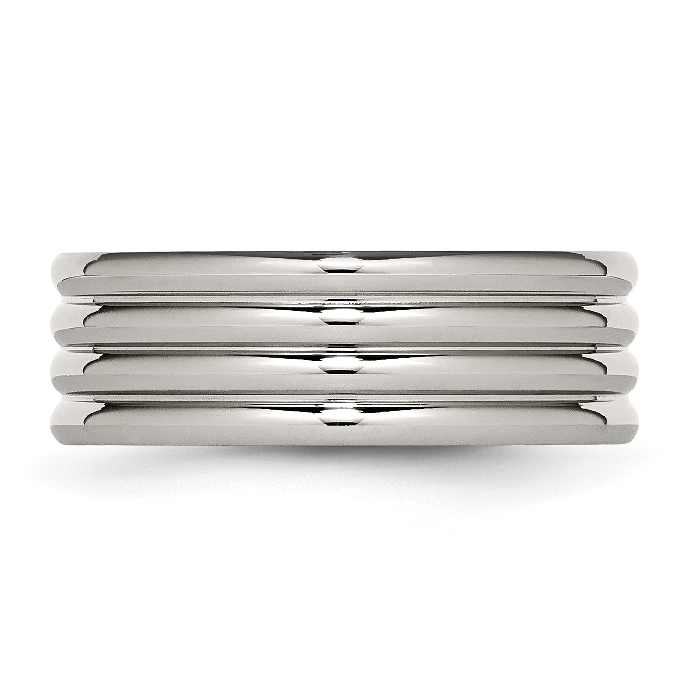 Grooved Comfort-Fit Wedding Band in Stainless Steel, 8mm