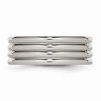 Stainless Steel Wedding Band with Grooved Design and Comfort Fit 8mm