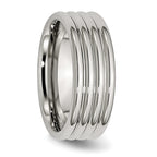 Grooved Comfort-Fit Wedding Band in Stainless Steel, 8mm