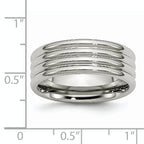 Grooved Comfort-Fit Wedding Band in Stainless Steel, 8mm