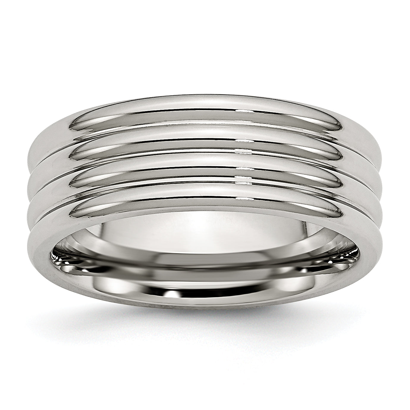 Stainless Steel Polished 8mm Grooved Band Main image