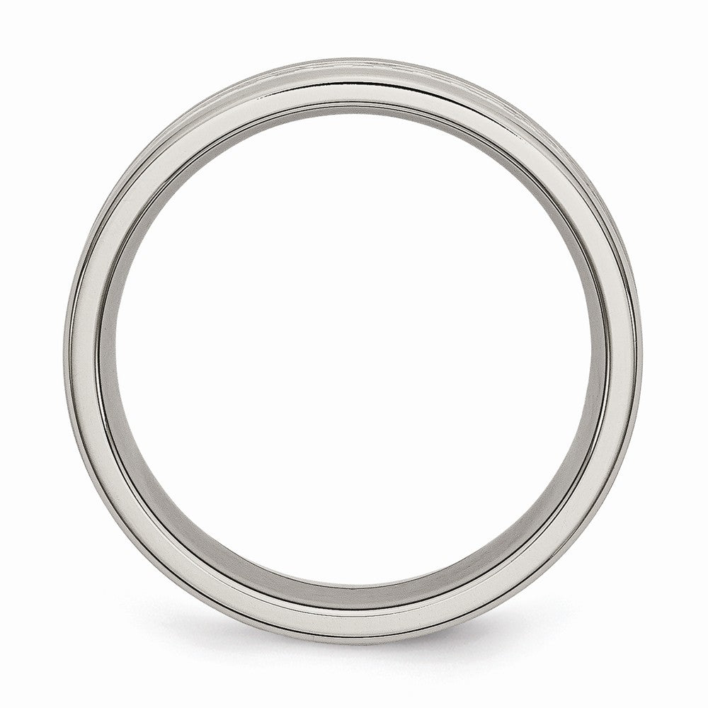 Sophia Jewelers Stainless Steel Ring with Engravable Grey Carbon Fiber Inlay