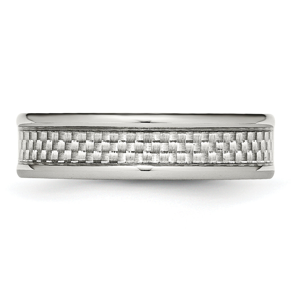 Carbon Fiber Inlay Wedding Band in Stainless Steel, 6mm