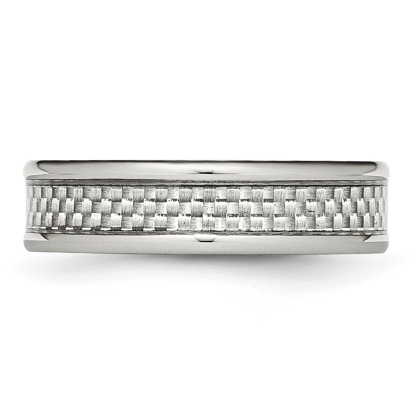 Carbon Fiber Inlay Wedding Band in Stainless Steel, 6mm