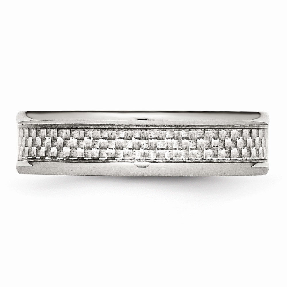 Sophia Jewelers Stainless Steel Ring with Engravable Grey Carbon Fiber Inlay