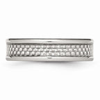 Sophia Jewelers Stainless Steel Ring with Engravable Grey Carbon Fiber Inlay