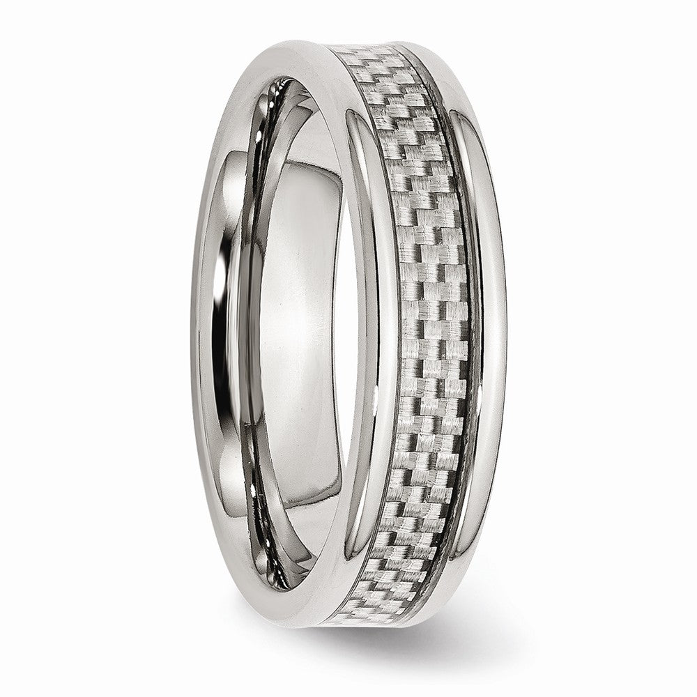 Sophia Jewelers Stainless Steel Ring with Engravable Grey Carbon Fiber Inlay - 7 - 7