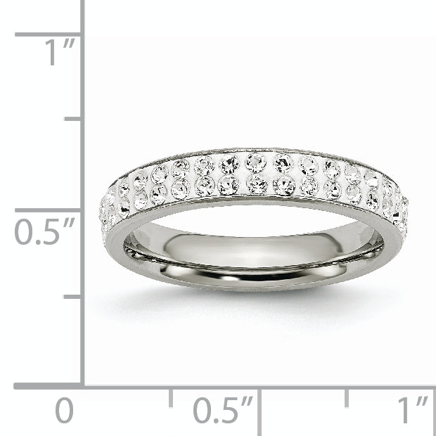 Stainless Steel 4mm Polished Crystal Ring